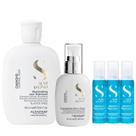 Kit Alfaparf Semi Di Lino Diamond - Shampoo 250ml + Fluído 125ml + 3x Ampola 13ml