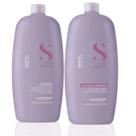 Kit Alfaparf Semi Di Lino Shampoo e Condicionador 1L +Válvula Hidratação Brilho e Controle de Frizz