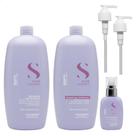 Kit Alfaparf Semi Di Lino Smooth Smoothing - Shampoo & Condicionador 1 Litro + Cream Leave-In 125ml + Válvula Pump
