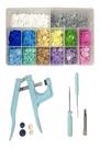Kit Alicate de Pregar Botão Plástico de Pressão Ritas Tic Tac + Box Com 280 Botões Rita Sortido
