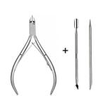 Kit Alicate De Unhas + Espatulas Inox De Cutícula e palito de inox Design 3 peças profissional