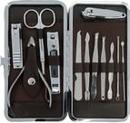 Kit Alicates Aço Pedicure Manicure Com 12 Pcs Estojo Cores