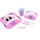 Kit Alimentação 5 Peças Mundo Animal Unik menina um brinde babador