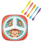 Kit Alimentação Animal Fun Macaco Prato e Talheres Buba
