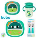 Kit alimentação bebê 5 PEÇAS BUBA copo 360 talheres prato com divisória bowl introdução alimentar