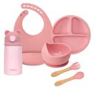 Kit Alimentação Bebê Babador, Bowl, Talheres, Pratinho e Garrafa Térmica - Buba