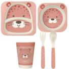 Kit Alimentação Bebê Fibra Bambu Ecológico Oncinha Buba Baby