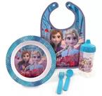 Kit Alimentação Bebê Prato Talheres Copo Babador Frozen