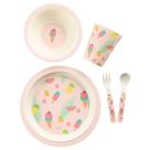 Kit Alimentação de Fibra de Bambu Cor Rosa Pimpolho