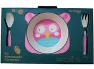 Kit Alimentação Eco Fibra De Bambu Coruja - Girotondo Kit Alimentação Eco Fibra De Bambu Coruja - Girotondo