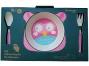 Kit Alimentação Eco Fibra De Bambu Coruja - Girotondo Kit Alimentação Eco Fibra De Bambu Coruja - Girotondo