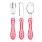 Kit Alimentação Talher infantil Para Bebê 3 Peças Estrelinha Garfo Faca Colher em Inox Baby Buba Cor:Rosa