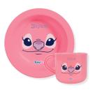 Kit Alimentação Xícara e Prato Angel Stitch Rosa Disney BabyGo