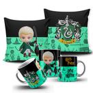Kit almofada e caneca Harry Potter -Draco Malfoy Sonserina Personalizada com nome