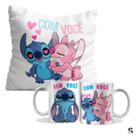 Kit Almofada E Caneca Presente Pra Namorada Lilo Stich 30x30cm Dia dos Namorados