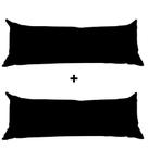 KIT Almofada Grande Encosto De Dormir Cama Sofá Pallet Completa Capa Lavável Decoração Preta 02 Peças 35cmx95cm