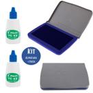 Kit Almofada para Carimbo Azul Plástica N3 Pilot + 2 Frascos Tinta TC 42ml Azul Ideal Escritório Lojas Expedição Office