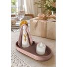 Kit Altar Moderno Nossa Senhora com Bandeja Porta-Terço e Vela de LED - Cor Rosé Kit Altar Moderno Nossa Senhora com Bandeja Porta-Terço e Vela de LED - Cor Rosé