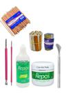 Kit Amaciante + Creme Removedor + Mini Lixa + Palito laranjeira + Bastao + Espatula Mista + Bisturi 222