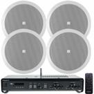 Kit Amplificador Frahm Slim 2700 Optical 160W e 04 Arandelas Alto Falantes JBL Redonda 6CO2R 25W Branca