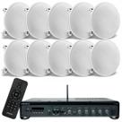 Kit Amplificador Frahm Slim 3700 Optical G5 240W e 10 Arandelas Frahm 6 FR 40W Teto Embutir 8 Ohms Branca