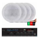 Kit Amplificador Som Ambiente Receiver Orion RC7000 + 4 Arandelas Embutir Full Range 55w RMS Branco- Leson