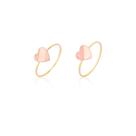 Kit Anéis Conjunto Pingente Coração Rosé Ouro 18k
