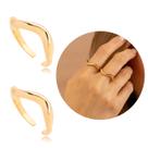 Kit Anéis Onda Orgânico Regulável Ouro 18k