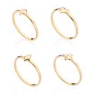 Kit aneis rommanel banhado ouro 18k feminino skinny naipes de baralho 513541