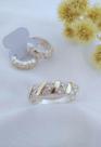 Kit Anel + Brinco Argola Em Prata 925 Apliques De Ouro 14 K E Zircônias