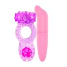Kit Anel Peniano Retardante Vibratório e Mini Vibrador Portátil Estimulador Clitóriano