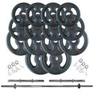 Kit anilhas 60 kg + 2 barras ocas 40cm + barra maciça 1,80cm