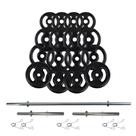Kit anilhas 80 kg + 2 barras ocas 40cm + barra maciça 1,80cm