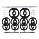 Kit Anilhas de Ferro 30 Kg + 2 Barras de 40cm + Barra de 150cm