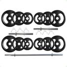 Kit Anilhas de Ferro 40 Kg + 2 Barras de 40cm + Barra de 150cm