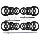 Kit Anilhas de Ferro 40 Kg + 2 Barras de 40cm + Barra de 150cm