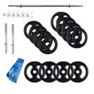 Kit Anilhas de Ferro 40Kg + Barra 120cm e Faixa Forte