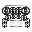 Kit Anilhas de Ferro 60 Kg + 2 Barras de 40cm + Barra de 150cm