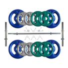 Kit Anilhas Emborrachadas 40 Kg + Barras com Presilhas Kit Anilhas Emborrachadas 40 Kg + Barras com Presilhas