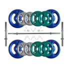 Kit Anilhas Emborrachadas 40 Kg + Barras com Presilhas Kit Anilhas Emborrachadas 40 Kg + Barras com Presilhas