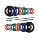 Kit Anilhas Emborrachadas 50 Kg + Barras com Presilhas