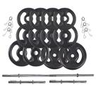 Kit Anilhas Ferro 50kg + 2 Barras 40cm + 1 Barra 120cm