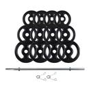 Kit Anilhas Ferro Fundido 40 Kg + Barra 120m + Presilhas