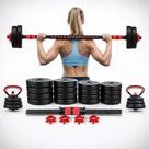 Kit Anilhas Halter Barra Central E Alca Kettlebell 15kg