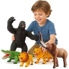 Kit Animais Selva Leao Tigre Jacare Gorila Elefante Vinil Kit Animais Selva Leao Tigre Jacare Gorila Elefante Vinil