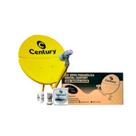 Kit Antena Ku 60cm Bipartida Amarela + Lnbf Simples + Kit Cabo 15m C/ 2 Conectores C/ Caixa Century