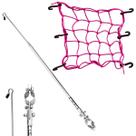Kit Antena Moto Anti Cerol Corta Linha Pipa Fio Guidão Rede Elástica Aranha P/ Moto 35x35 Prender Segurar Capacete Carga Bagageiro Redinha