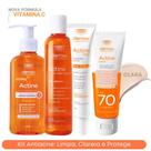 Kit Antiacne: Sabonete 140g + Gel Secativo Trat + Tonico Adstringente + Protetor Solar FPS 70 Cor Clara Actine Darrow