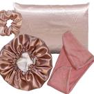 Kit Antifrizz Completão - Fronha, Touca e Scrunchie De Cetim + Touca De Microfibra fleece
