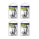 Kit Anzol Crown Long Hook Black Nº 1/0 2/0 3/0 4/0 Com 60UN Aço Carbono Forjado